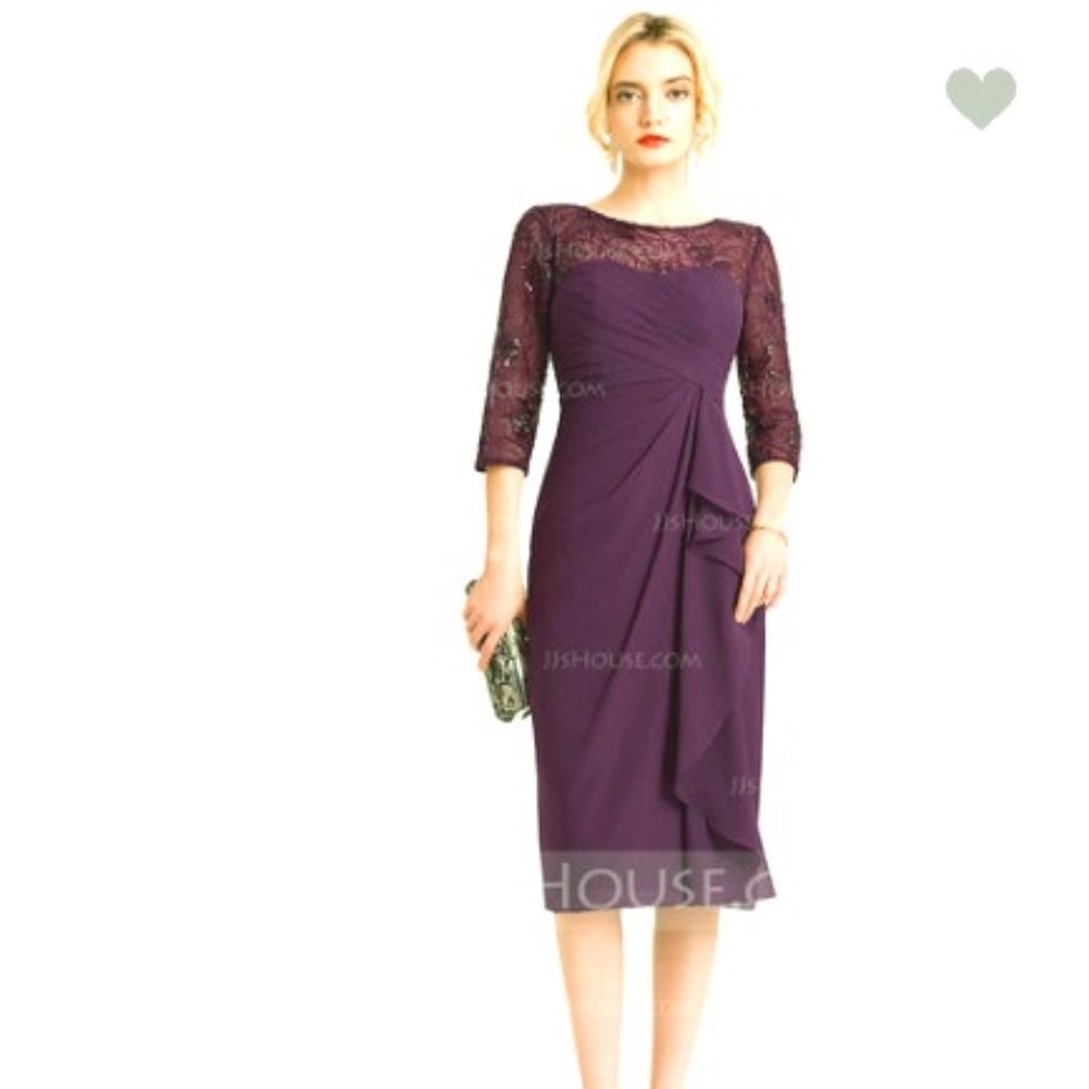 Grape-colored chiffon cocktail dress